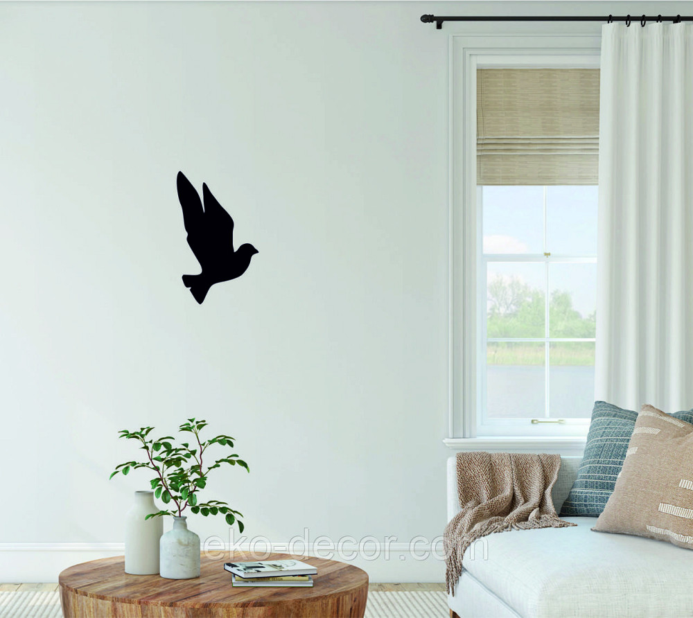 Декоративное настенное Панно «Птичка» Декор на стену(цена за 1шт) 30*18 см, Черный Киев - изображение 2