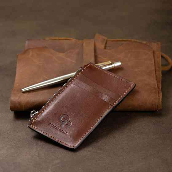 Шкіряний чоловічий картхолдер GRANDE PELLE 11400 Коричневий Київ