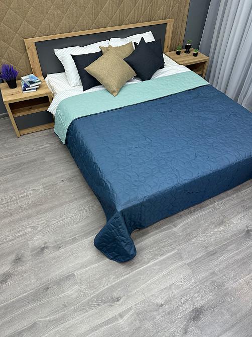 Покривало двостороннє Decorator Microfiber куб 210х215 см синій з блакитним (85-138) Київ - фото 4