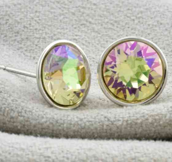 Серьги Xuping с кристаллами Swarovski 83081, размер 10*10мм, цвет блестящий желтый, позолота Белое Золото Киев