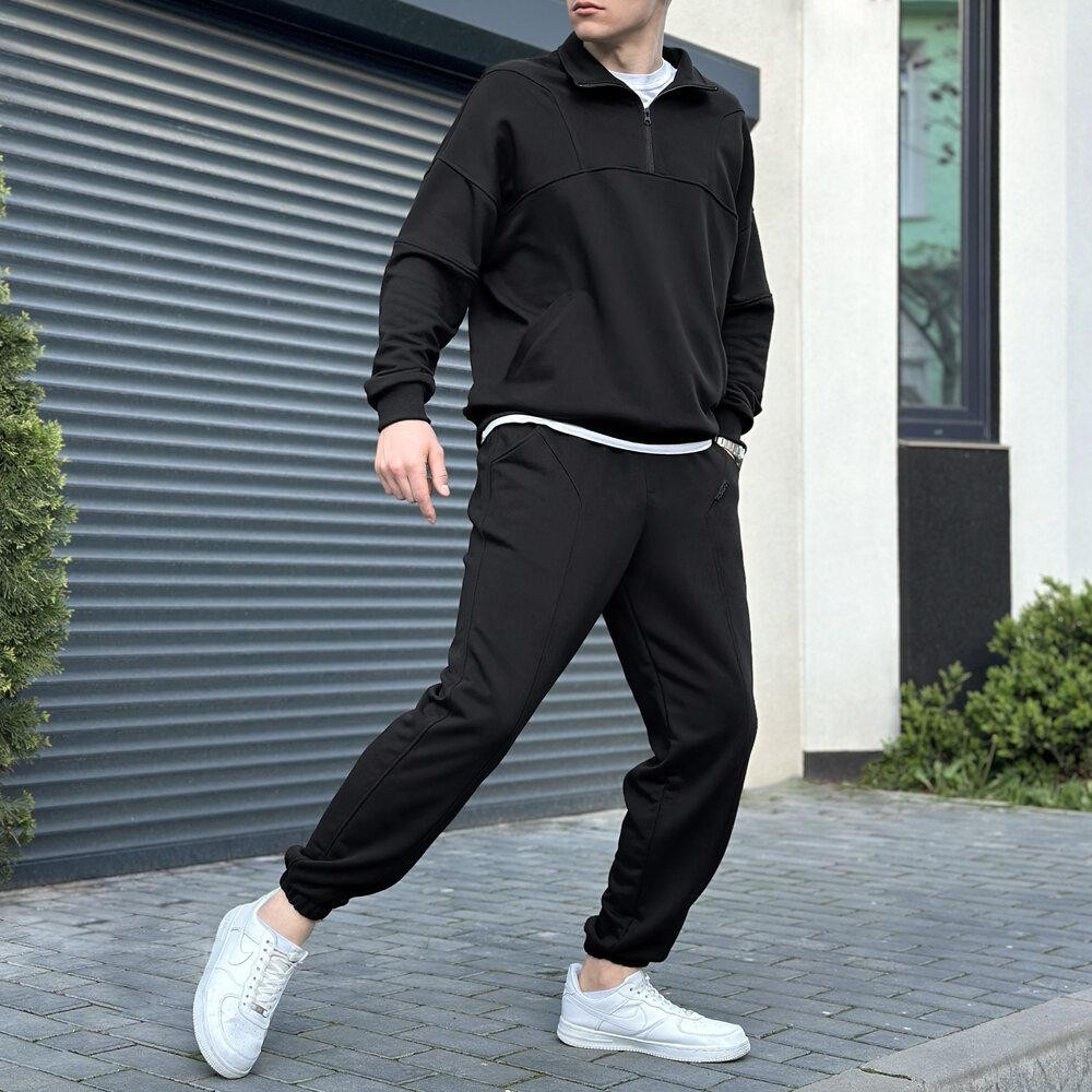 Спортивний демісезонний костюм чоловічий чорний. Комплект штани та кофта Pobedov Grand Київ - фото 4