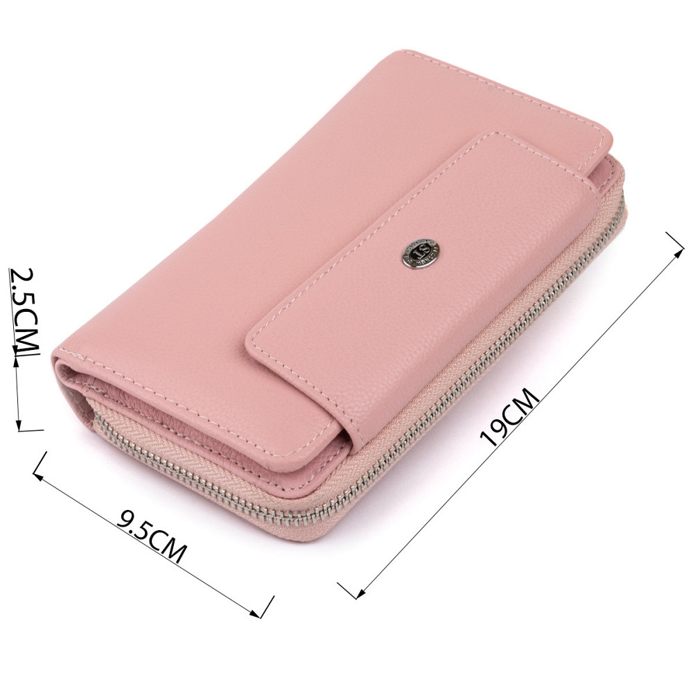 Кошелек из кожи на защелке ST Leather 19344 Розовый Киев - изображение 9