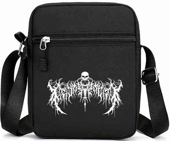 Стильна Чоловіча Чорна Сумка через Плече з с готическим принтом черепа Харків