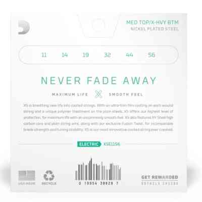 Струны для гитары D'Addario XS Coated Electric Guitar Strings Medium Top / Extra Heavy Bottom (11-56) (XSE1156) Винница