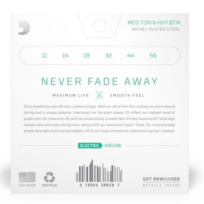 Струны для гитары D'Addario XS Coated Electric Guitar Strings Medium Top / Extra Heavy Bottom (11-56) (XSE1156) Винница - изображение 3