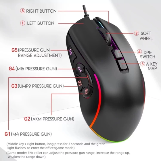 Игровая проводная мышь X9 с RGB подсветкой (Черный) Винница