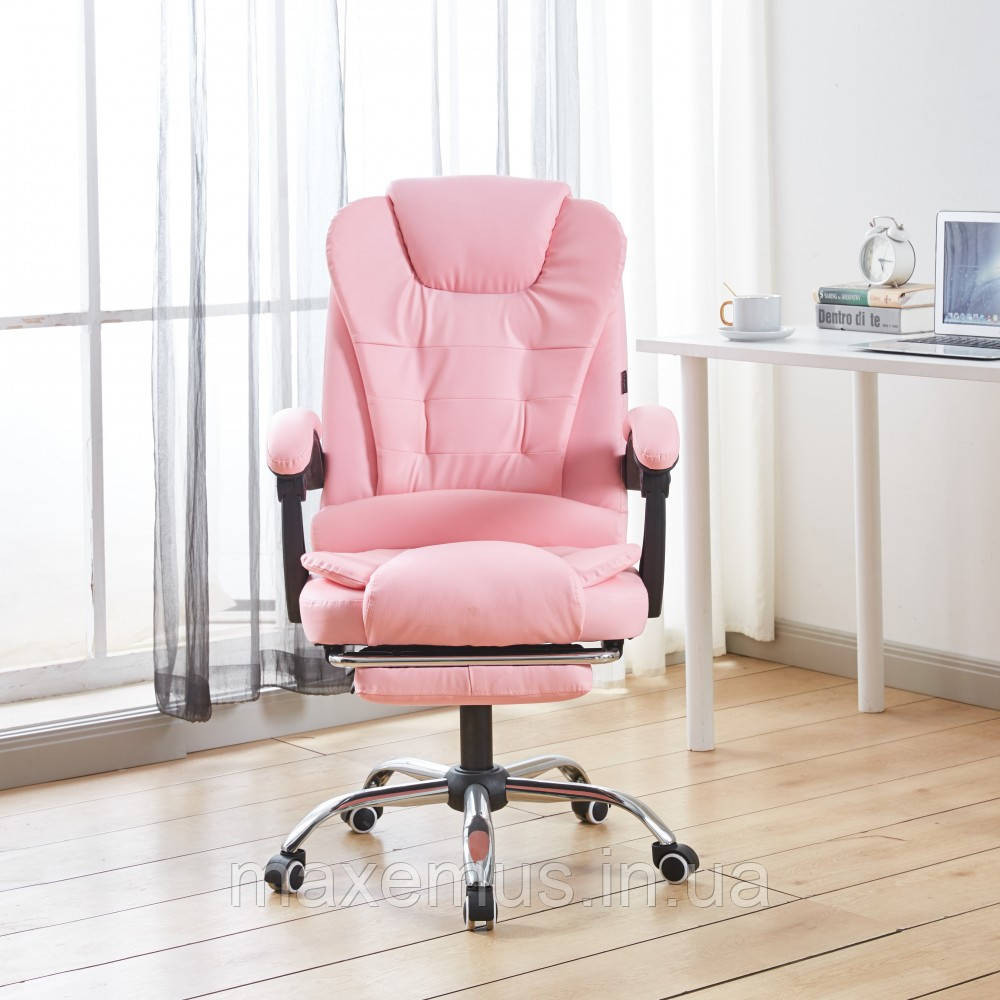 Офисное кресло с подставкой для ног Bonro BN-6071 кресло для офиса и персонала компьютерное Розовое Мостиска - изображение 2