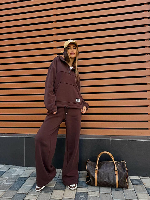 Жіночий стильний теплий повсякденний костюм-двійка на флісі Шоколад, 42/44 Одеса - фото 4