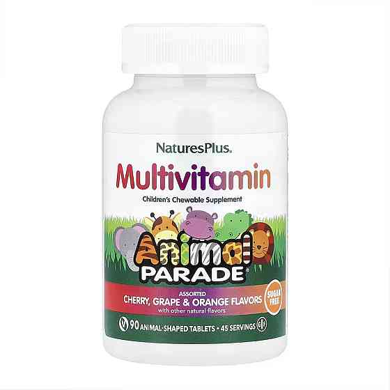 Вітаміни для дітей Natures Plus, Animal Parade Multivitamin, 90 табл Вишня, виноград, апельсин Київ