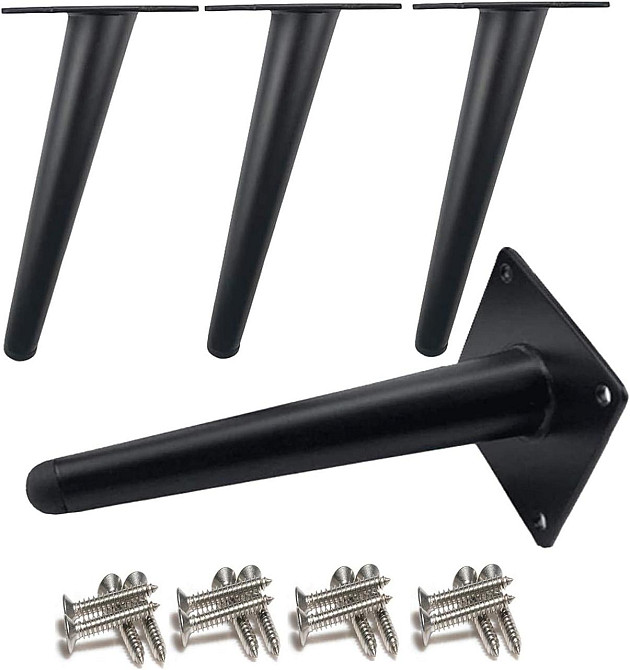 Ножки для мебели Slanted 15 см черные конусные металлические 4 шт противоскользящие бесшумные для стола дивана Киев - изображение 1