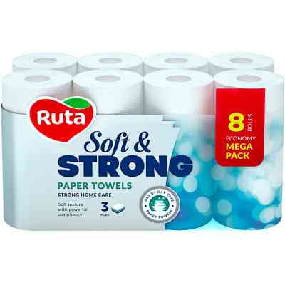 Бумажные полотенца Ruta Soft & Strong 3 слоя 8 рулонов (4820202891079) Винница
