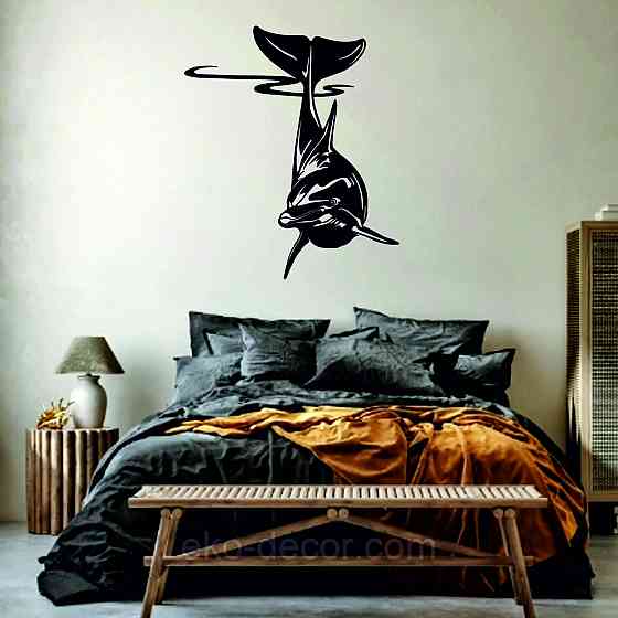 Декоративное настенное Панно «Дельфин» Декор на стену 70*43 см, Черный Киев