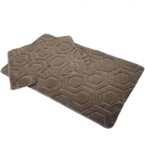 Набір килимків для ванної кімнати 2шт 57*100см+57*50см U-виріз Геометрія Joy бежевий тафтинг Дариана Житомир - фото 1