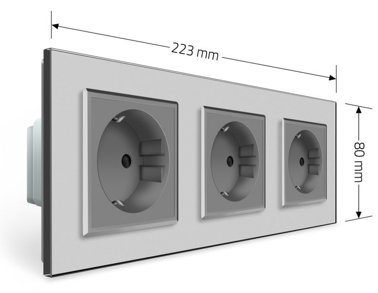 LIVOLO Потрійна електрична розетка з заземленням LIVOLO, сіра, скляна рамка, шторки, 250В 16А ( Коломия - фото 7