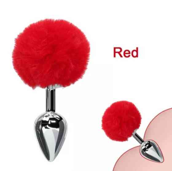 Анальна пробка червона - розмір 12*9см, текстиль, метал Київ