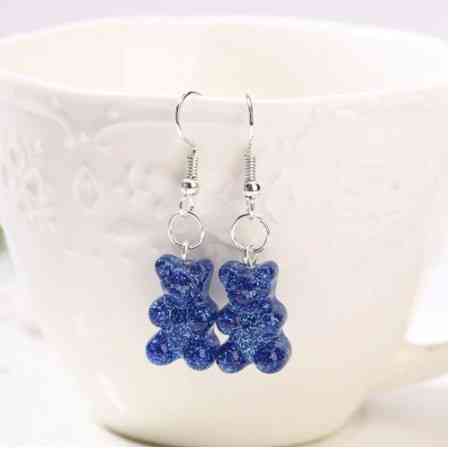 Сережки мишки, синие с блетсками - размер мишки 1,6*1см, смола Киев