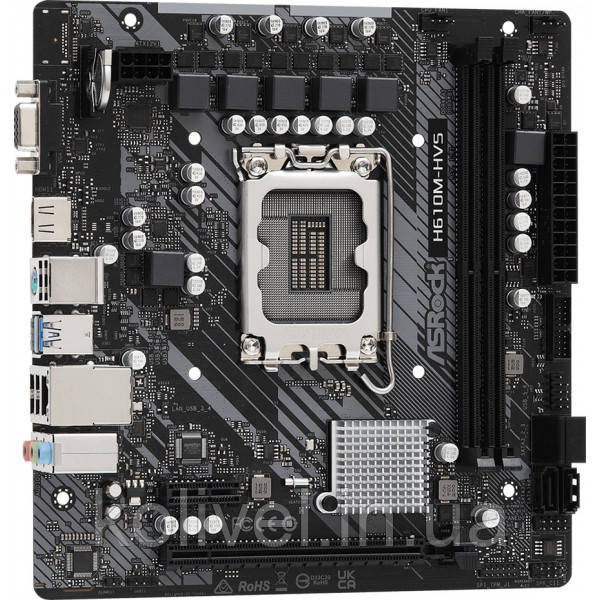 ASRock H610M-HVS (1700/H610, 2*DDR4, 1xPCIex16, HDMI/VGA, 4xSATAІІІ, GLan, 7.1ch, mATX) (H610M-HVS#) Київ - фото 2