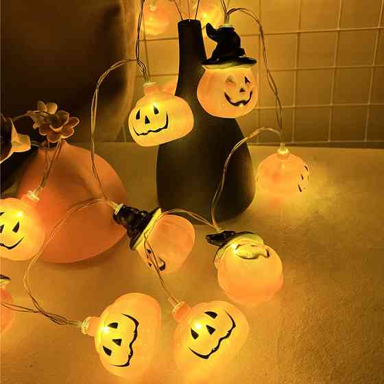 Гирлянда на Хэллоуин Тыквы 150 см 10 led 5 см оранжевый Киев