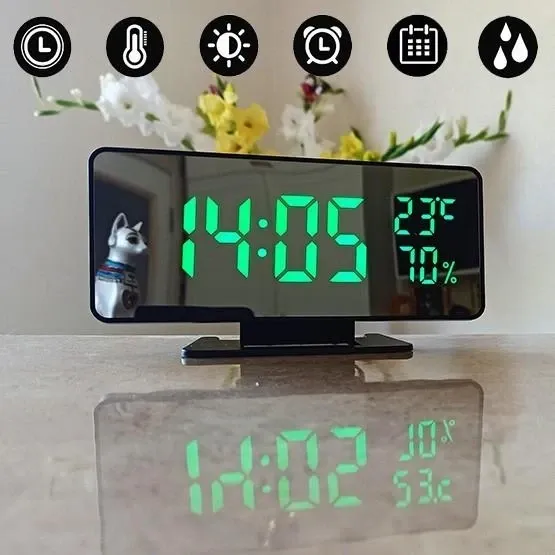 Електронний дзеркальний годинник VST-888Y в зеленому кольорі. Одеса - фото 2