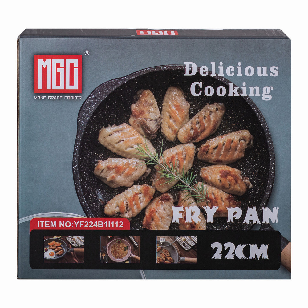 Алюминиевая сковорода, 1,4 л, с мраморным антипригарным покрытием Ø 22 см, серый MGC HP-4-422G Киев - изображение 7