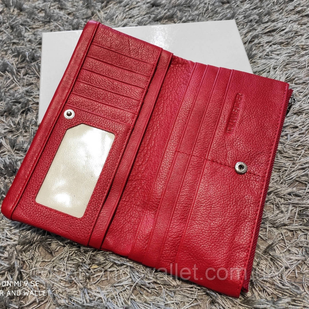 Тонкий шкіряний жіночий гаманець червоного кольору ST 009 Київ - фото 2