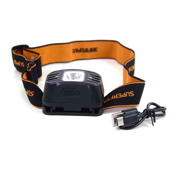 Налобний ліхтар SUPERFIRE HL75-A, що перезаряджається, з датчиком руху і потужністю 2 Вт Київ