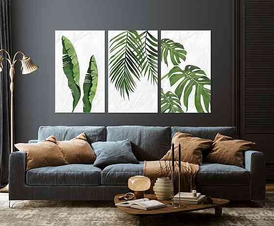 Модульная картина "Зелені листя Абстракція" Art-900_3A (53х100см) 100x150 см Київ