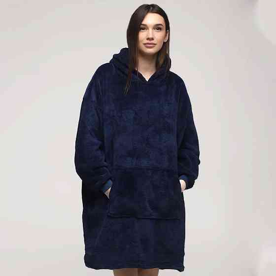 Плед толстовка с капюшоном (100х80см) HUGGLE HOODIE, Синий / Плед-худи / Оверсайз толстовка плед с капюшоном Киев