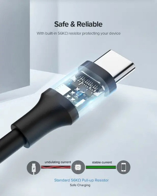 Кабель Ugreen USB 2.0 AM to Type-C US287 60117 (Черный, 1,5м) Миколаїв - фото 7