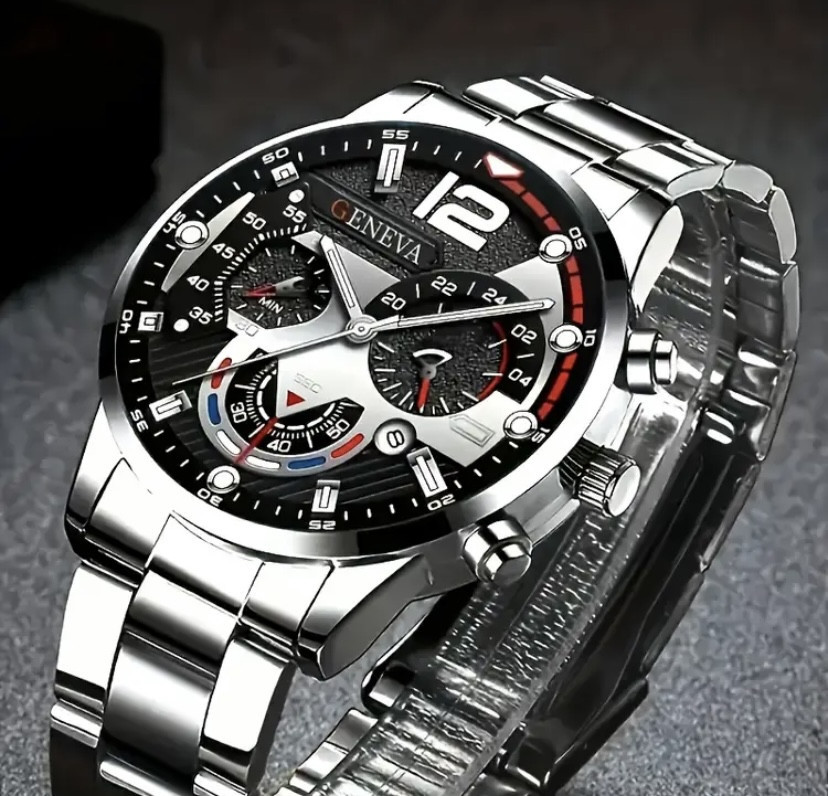 Подарунковий набір для чоловіків Лев Цар 1 наручний годинник з браслетом і ланцюжок з кулоном сріблястий Київ - фото 3