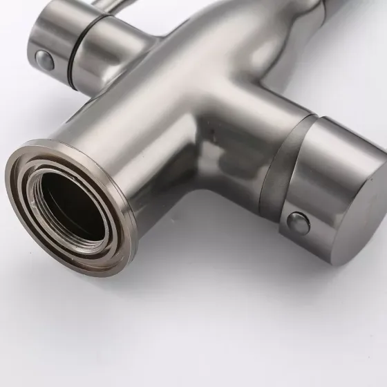 Змішувач для кухні під фільтр Frap F4396-15 з гнучким виливом графіт/чорний Київ