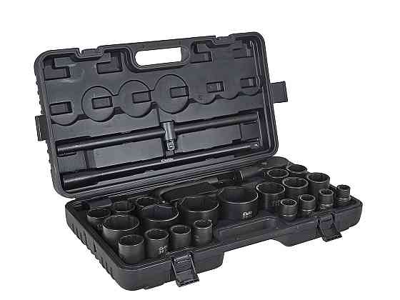 Набір ударних торцевих головок "Keltin" [к-т 26шт]: (3/4" 12-гранні 17-50мм ), (3/4" 6-гранна 36мм, 1" 6-гранні 55-65мм)+аксу Стрий