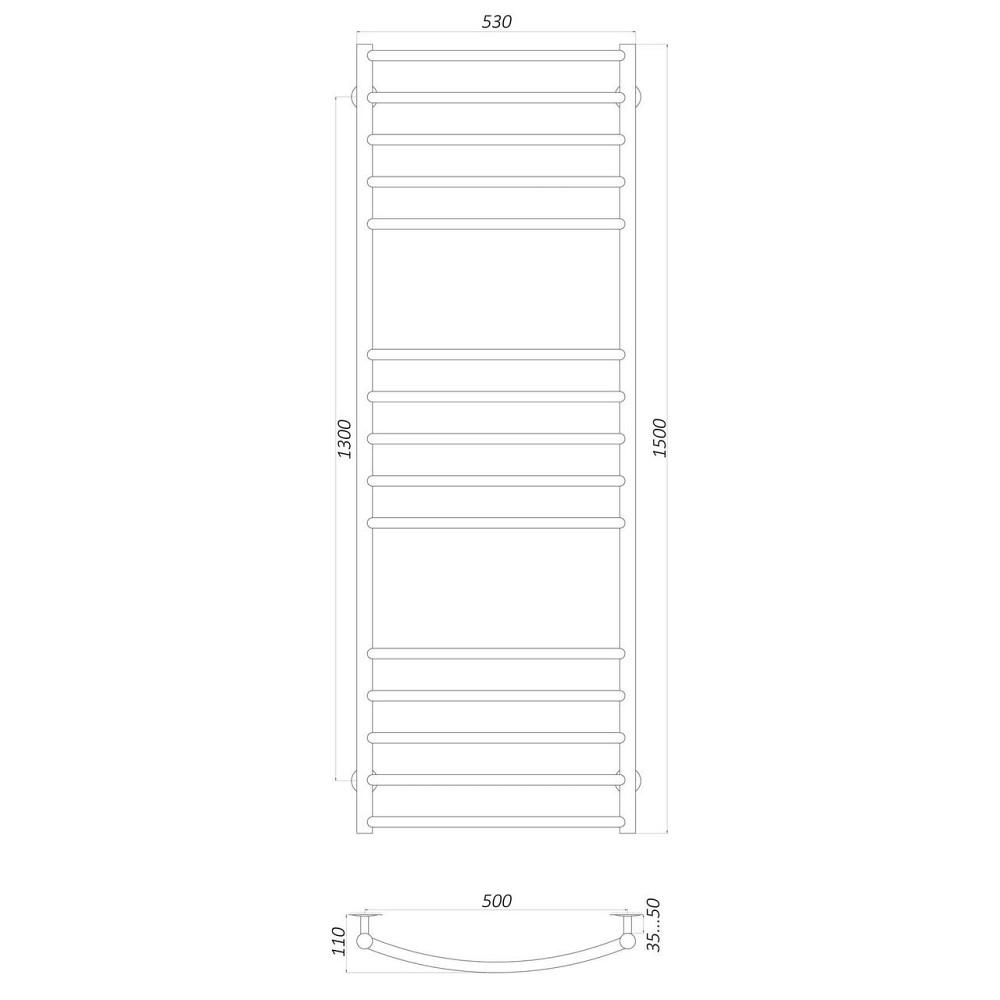 Рушникосушарка UNIO LDE W 1500-500-15 Драбинка Дуга Еліт вода (000021427) Київ - фото 4