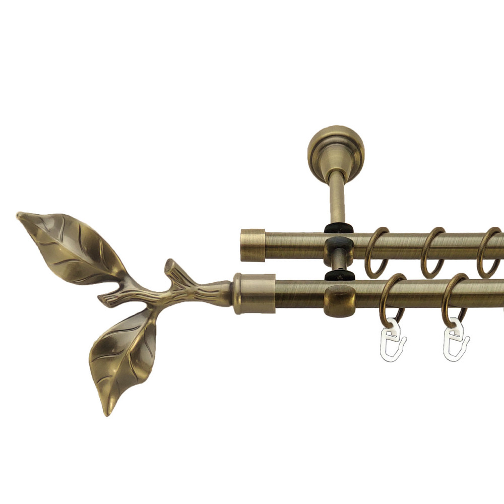 Карниз Orvit Листок Троянди металевий дворядний відкритий Антик 16\16 мм 160 см (7318561) Львів - фото 1