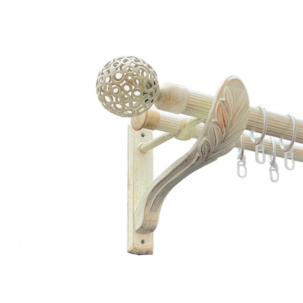 Карниз Orvit Савона металевий дворядний ретро рифлена труба кільце металеве Біле Золото 25\19 мм 160 см Львов - изображение 1