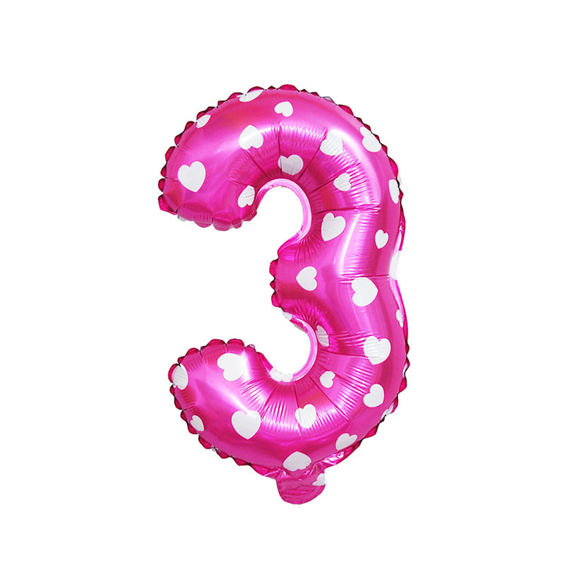 Шарик цифра 3 фольгированная с сердечками 32 дюйма розовый Киев - изображение 2