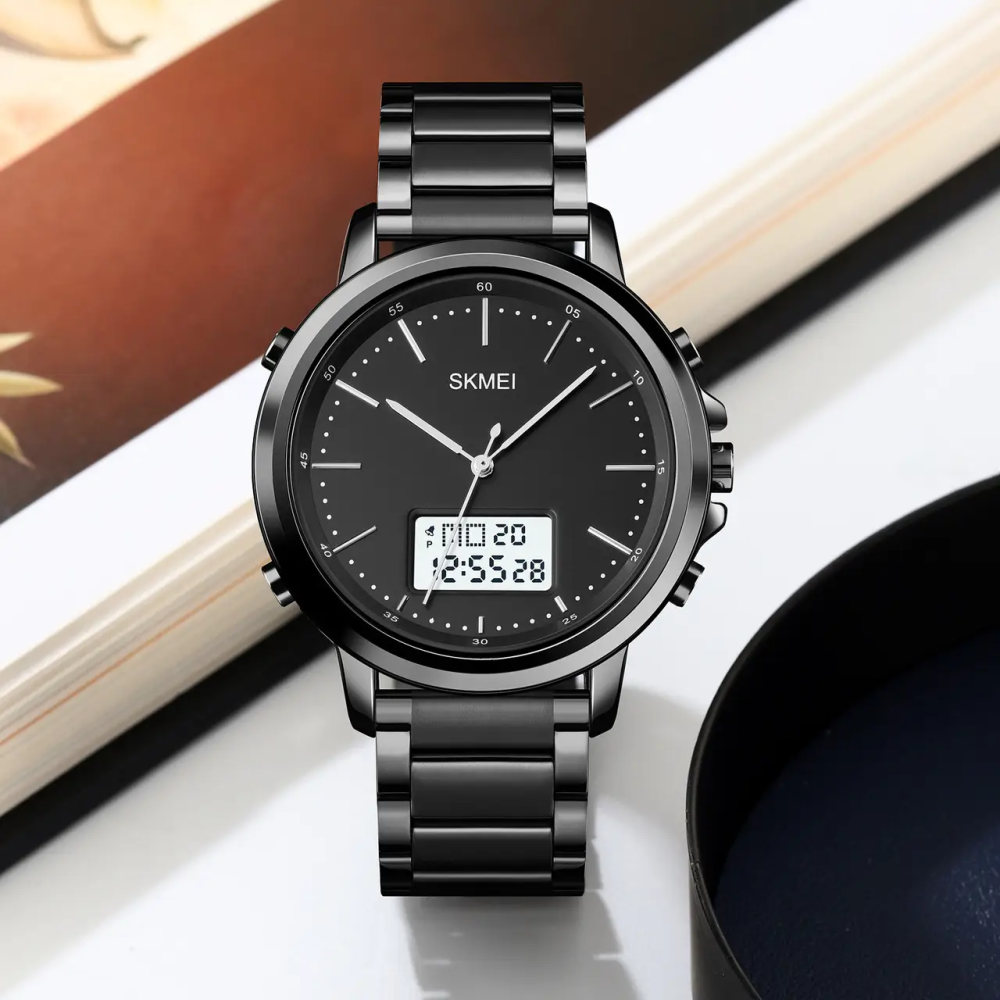 Мужские наручные часы Skmei 1652 с металлическим браслетом (Черный с белым) Винница - изображение 4