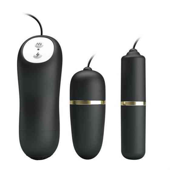 Віброяйце з вібропулею - Pretty Love Electric Stimulation Double Vibro-Bullets Black Sex Aura Київ