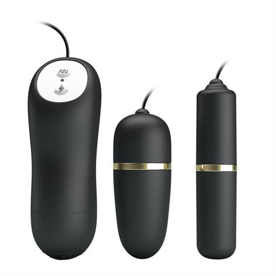 Віброяйце з вібропулею - Pretty Love Electric Stimulation Double Vibro-Bullets Black Sex Aura Київ - фото 3