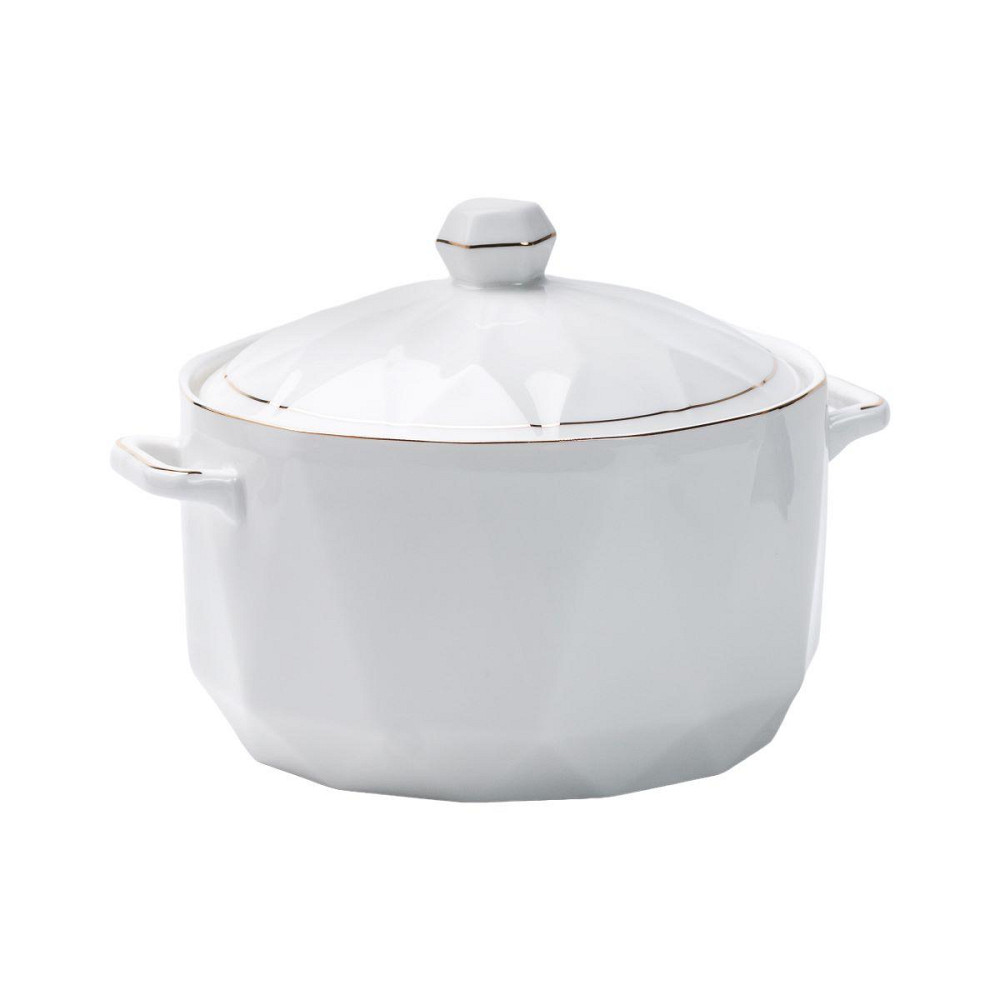 Супниця фарфоровая з кришкою та ручками 1,4 л Біла Київ - фото 3