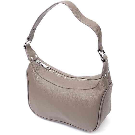 Шкіряна сумка напівкруглого формату з однією ручкою Vintage 22412 Сіра Київ