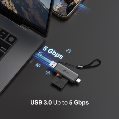 Считыватель флеш-карт TP-Link USB-C + USB 2.0 SD + TF silver (UA430D) Винница - изображение 5