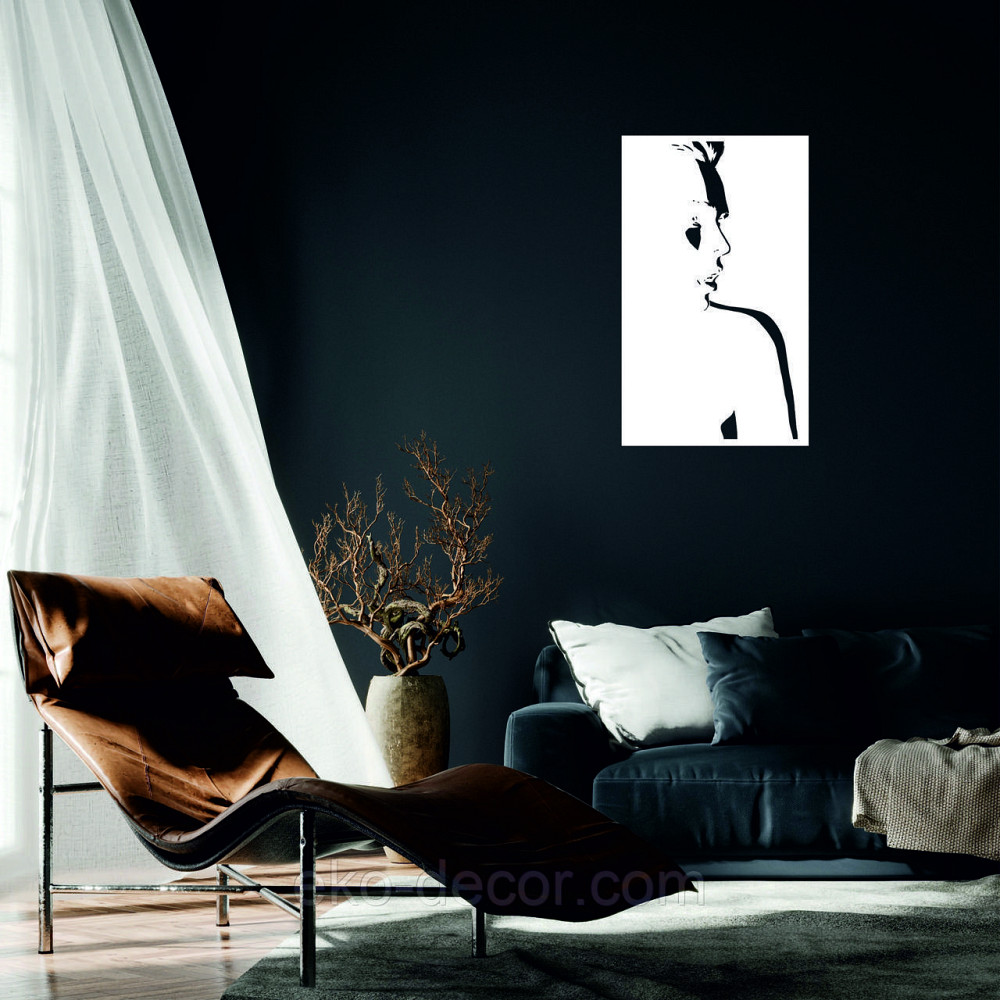 Декоративное настенное Панно «Девушка» Декор на стену 110*66 см, Белый Киев - изображение 1