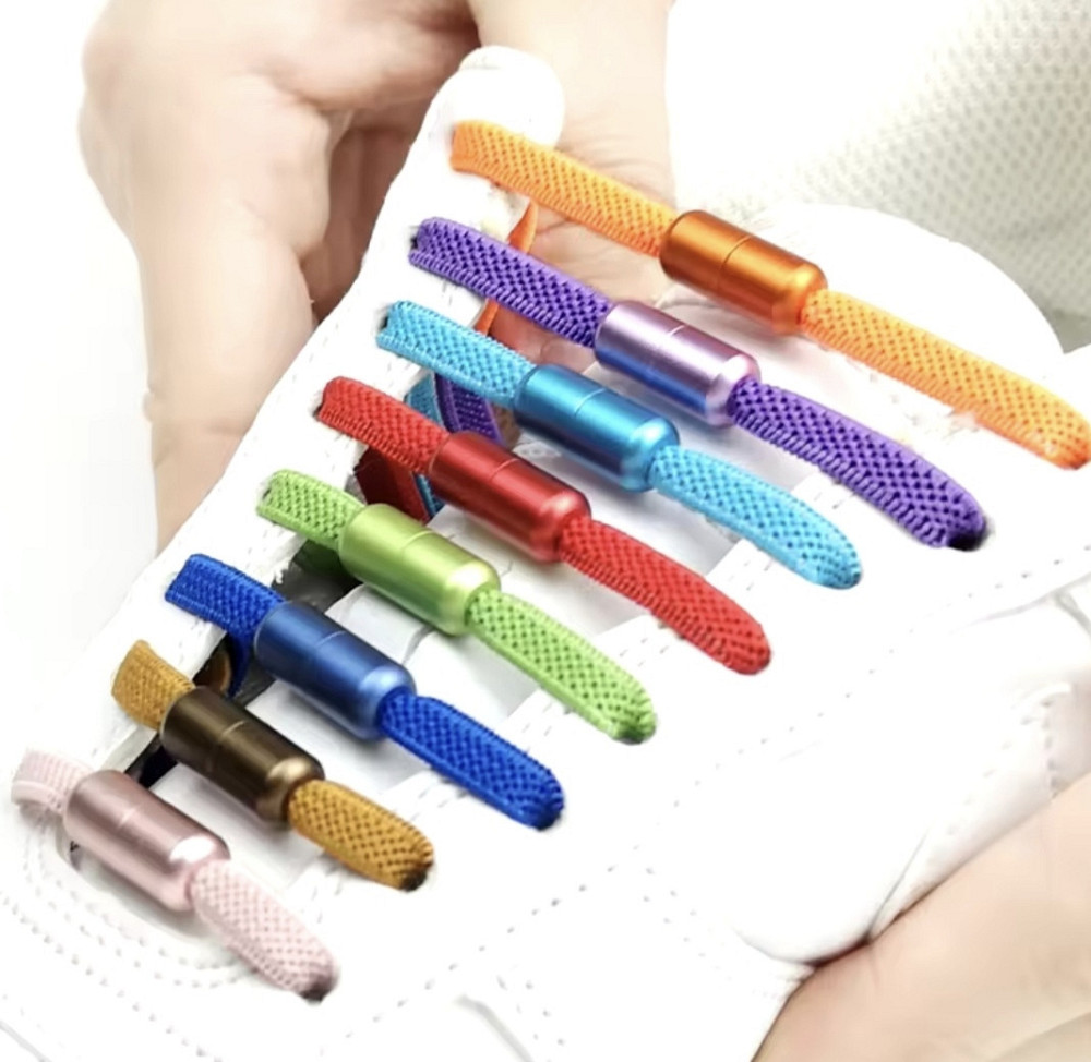 Шнурки еластичні без зав'язок з застібками в один колір Рожевий Сміла - фото 2