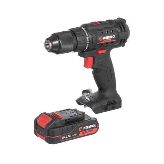 Дриль-шурупокрут акумуляторний 20 В, 35 Nm, 0-450/0-1500 об/хв, 2-13 мм, Li-ion, 2,0 Ач, ЗП 2 A, кейс INTERTOOL WT-0350 Киев