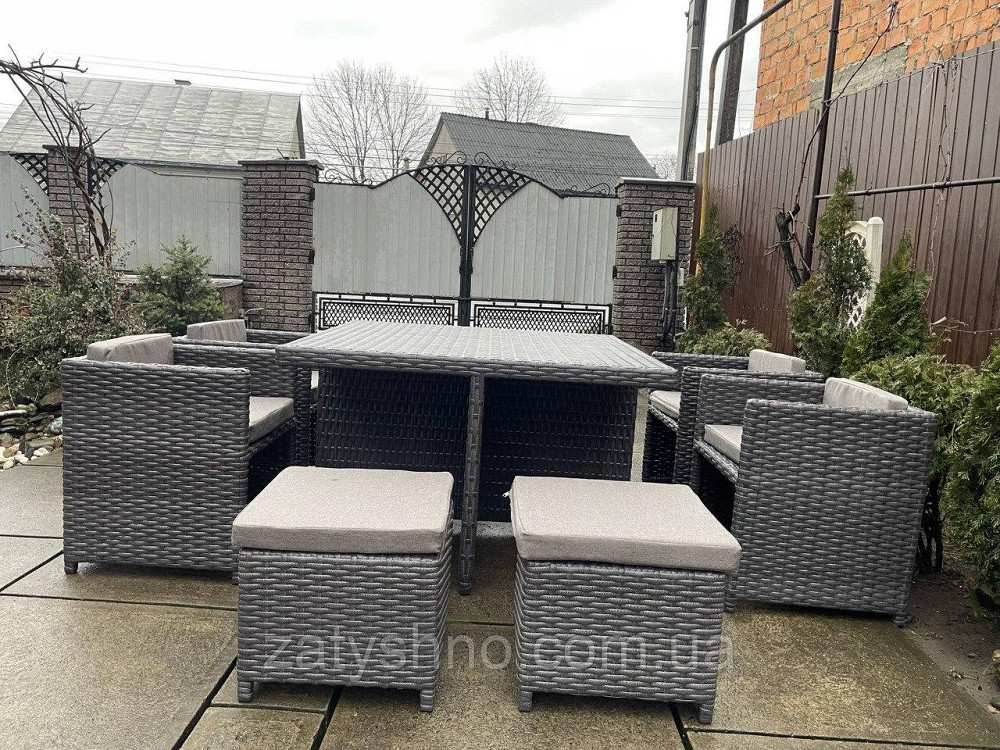 Ротангові меблі вуличні складні з пуфами та подушками Київ - фото 5