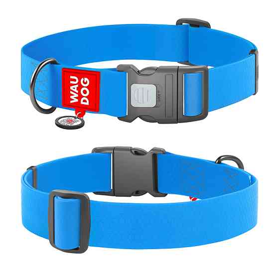 Ошейник для собак водостойкий WAUDOG Waterproof с QR паспортом, пластиковый фастекс, XXL, Ш 40 мм, Длин 46-70 см, голубой Киев