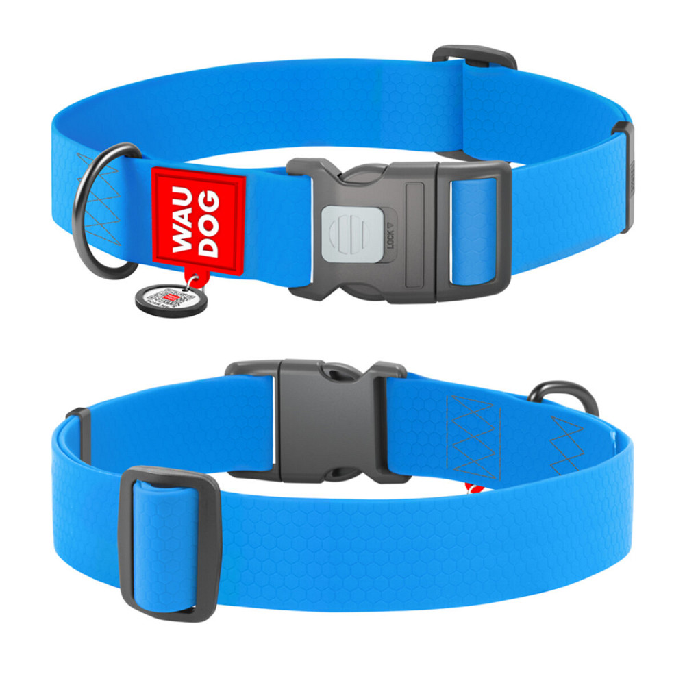 Ошейник для собак водостойкий WAUDOG Waterproof с QR паспортом, пластиковый фастекс, XXL, Ш 40 мм, Длин 46-70 см, голубой Киев - изображение 2