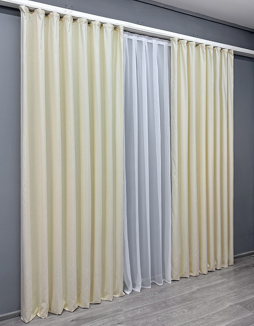 Комплект готовых штор VR-Textil Микровелюр Petek № 1830ш Молочный 100х270 см 2 шт (31-0023) Киев - изображение 4