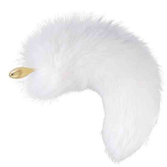 Металевий Анальна пробка Лисий хвіст LOCKINK SEVANDA White Fox-Tail Anal Pear-shape Plug Sex Aura Київ
